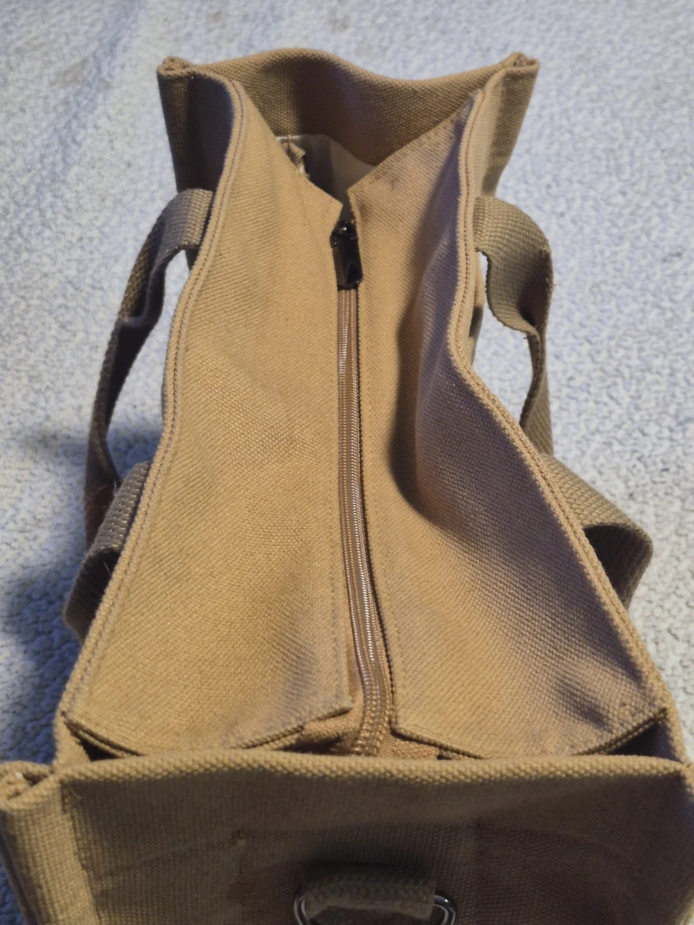 Becojadde Canvas Multi Pocket Tote Messenger Bag Khaki